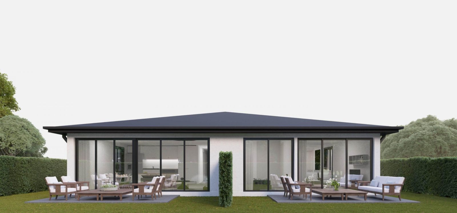 A side by side Australian duplex, two mirrored dwellings sharing a central wall